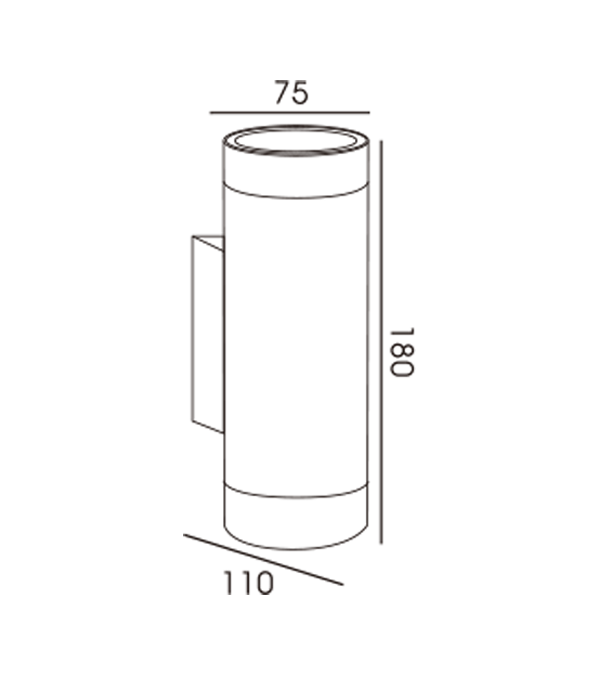 75 Dvosmjerna zidna svjetiljka s okruglom aluminijskom cijevi HR60274 75 Dvosmjerna zidna svjetiljka s okruglom aluminijskom cijevi HR60274