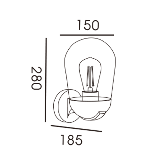 Indukcijska zidna svjetiljka Rocket Head Glass Hood HR60111S Indukcijska zidna svjetiljka Rocket Head Glass Hood HR60111S